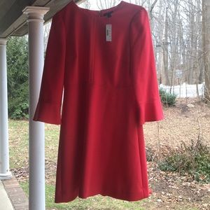 Salmon colored J. Crew dress.